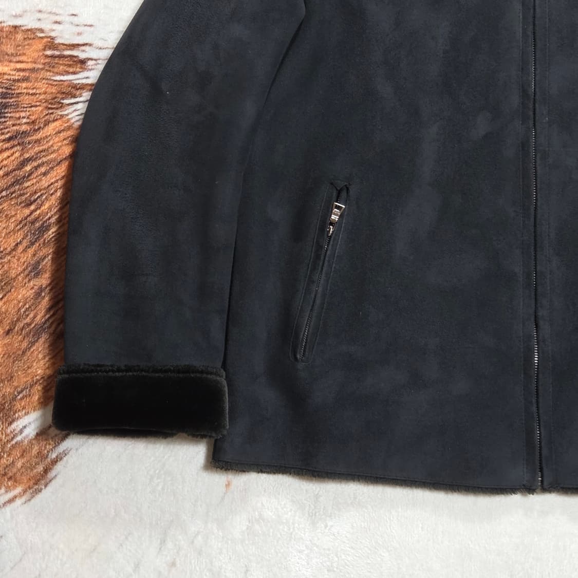 베이직 넥 버클 기모 무스탕 자켓 상품이미지3