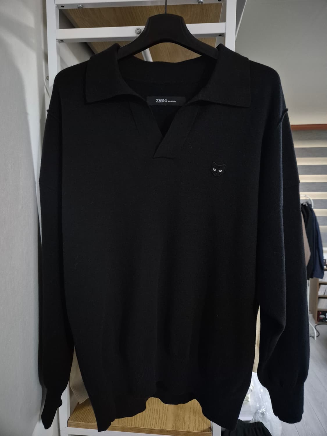 송지오옴므 지제로 팬서 오픈카라 니트 M 블랙 상품이미지1