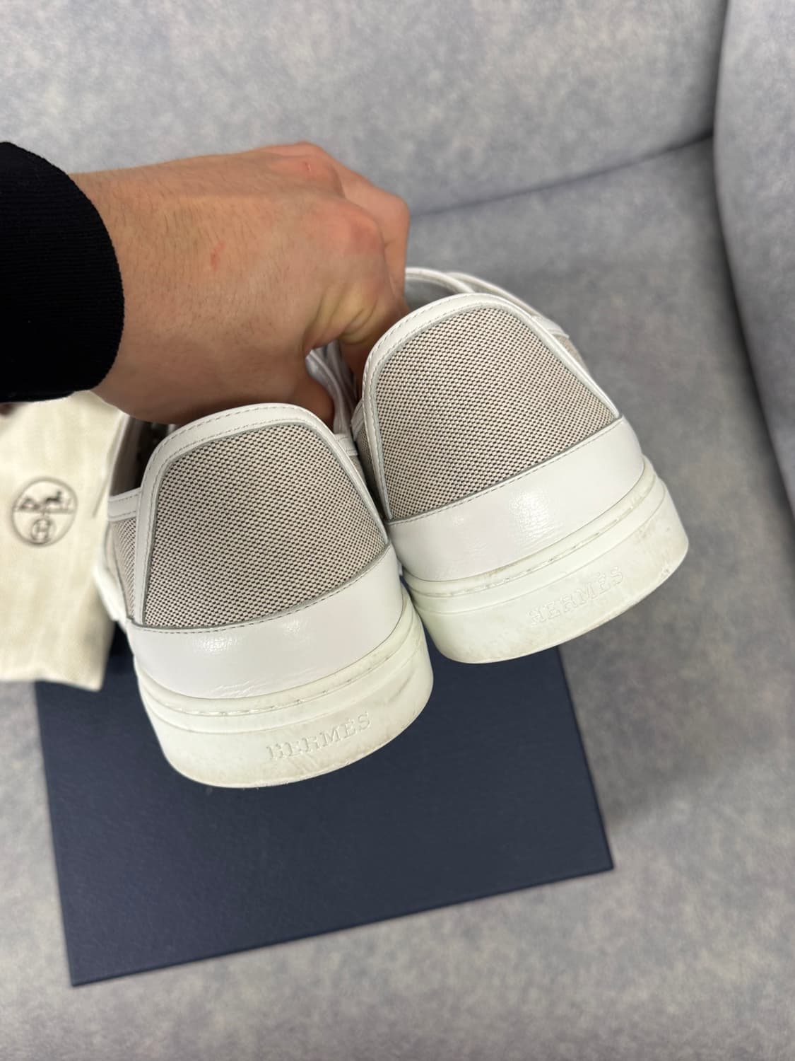 [40.5] 에르메스 겟 스니커즈 캔버스 프루누아/블랑 상품이미지5