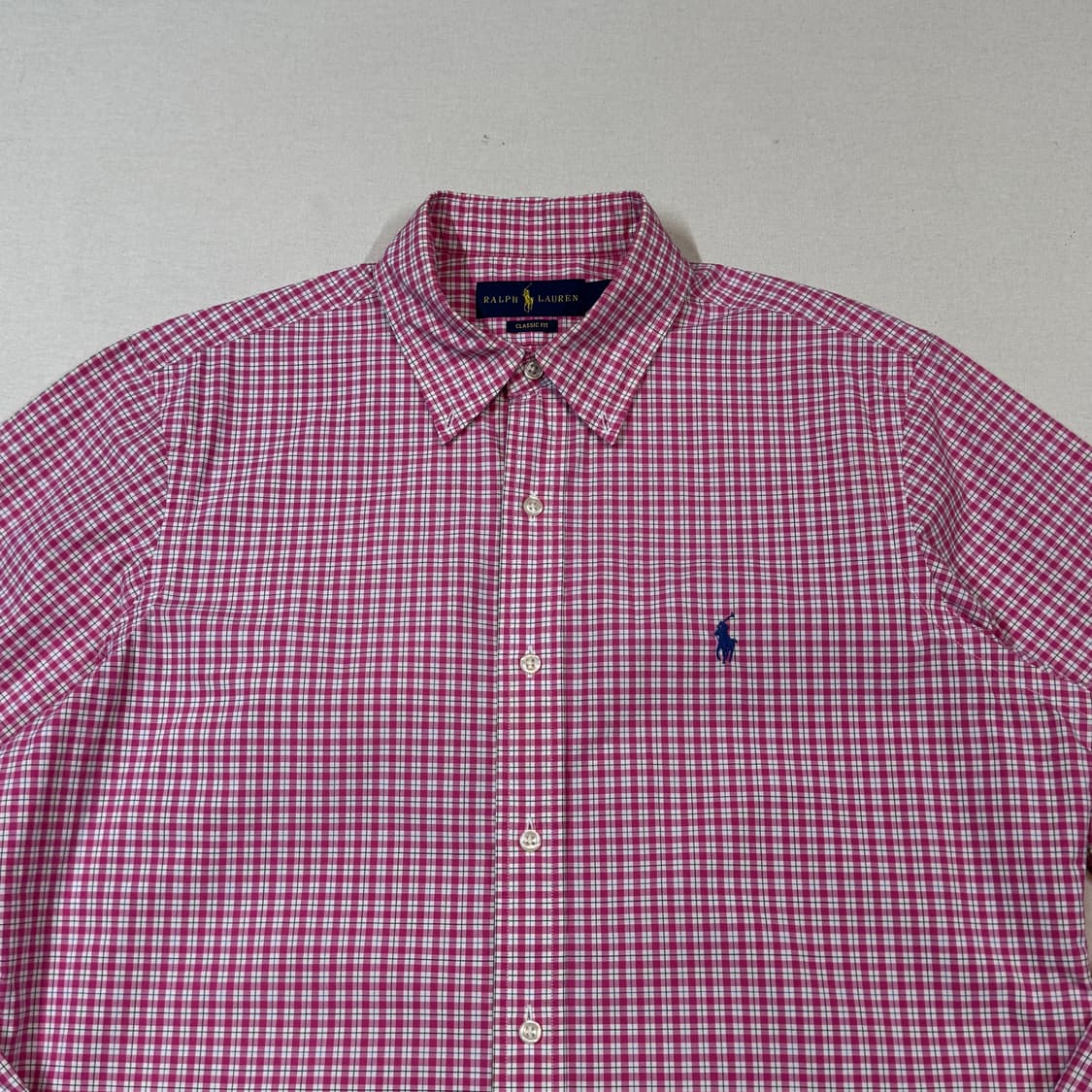 M) 폴로 랄프로렌 클래식핏 핑크 체크 포플린 셔츠 상품이미지3