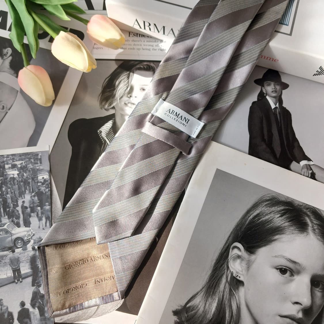 아르마니 꼴레지오니 실크 스트라이프 넥타이 9.5cm A등급 A19674 상품이미지6