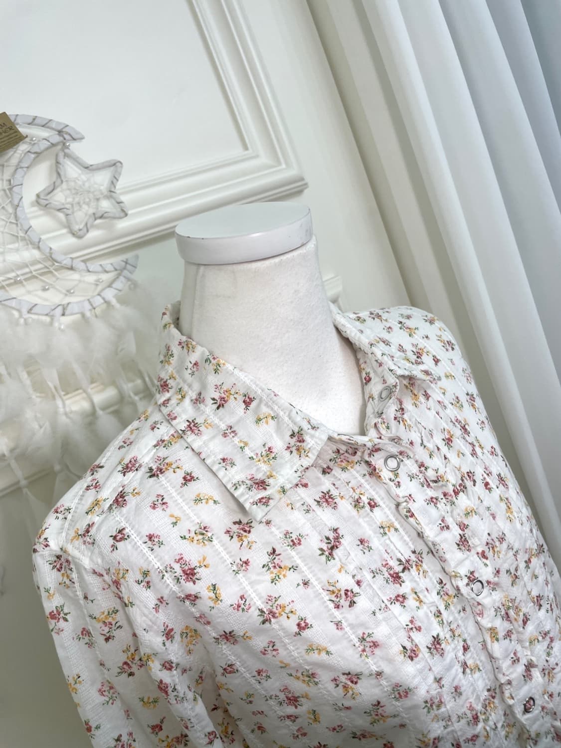 pink flower garden cotton ruffle shirt 상품이미지7