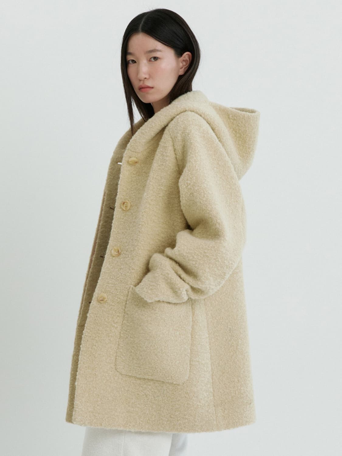 Hoodie Half Coat-Ivory 상품이미지1