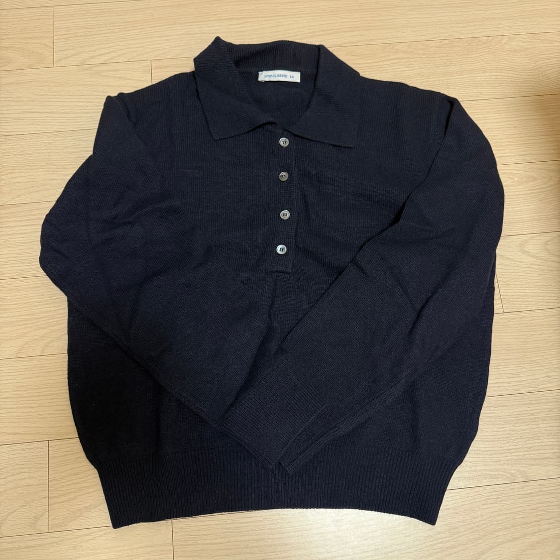 로우클래식 메리노 캐시미어 오픈 카라티 (네이비) 상품이미지2