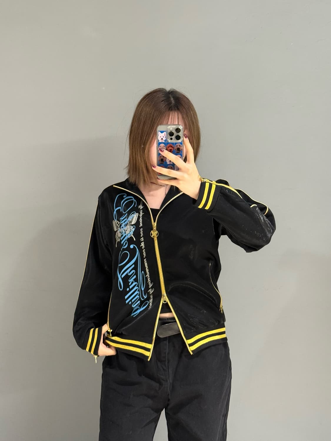 skull & butterfly printing 2-way zip-up 상품이미지2
