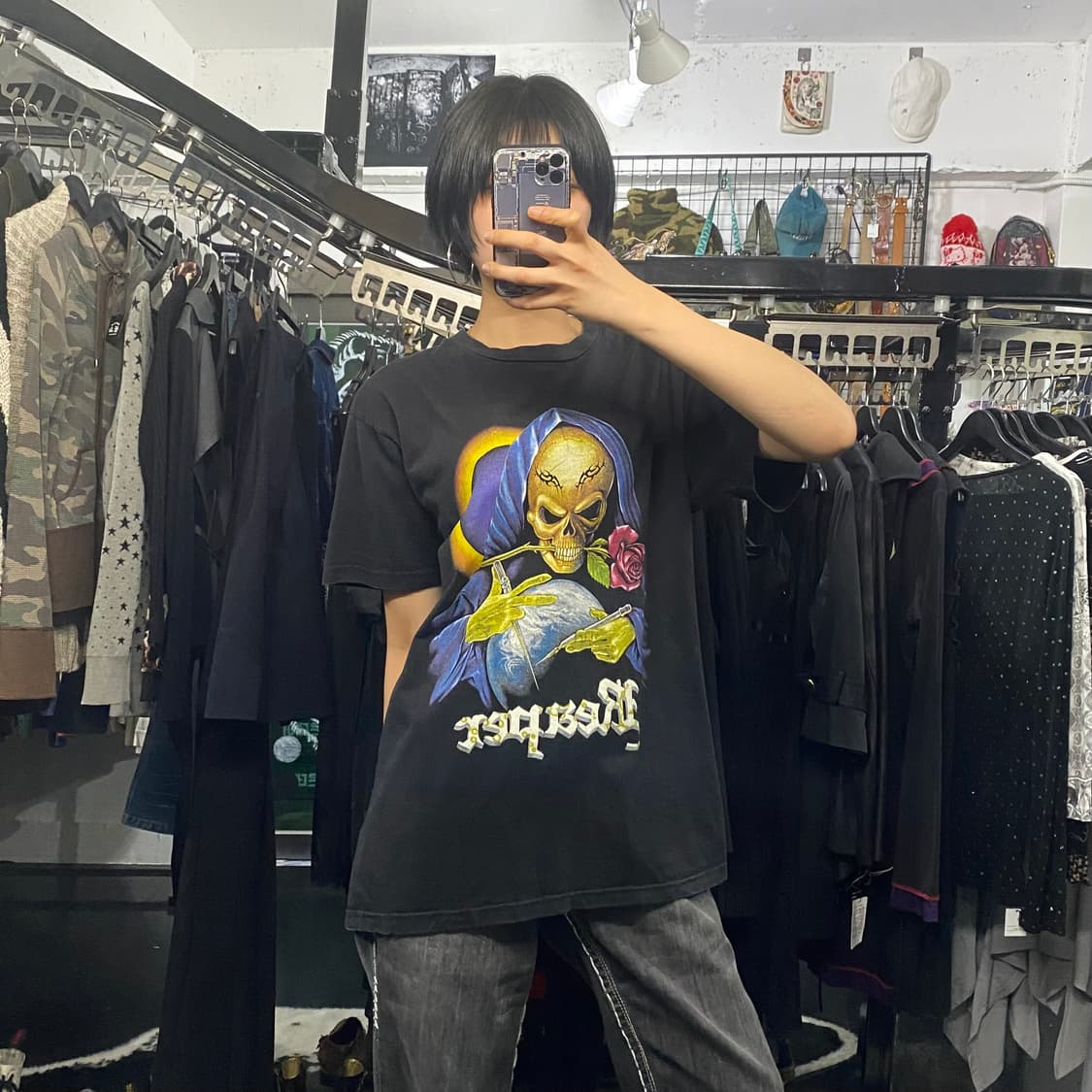 Peitox 빈티지 해골 프린팅 반팔티셔츠 상품이미지7