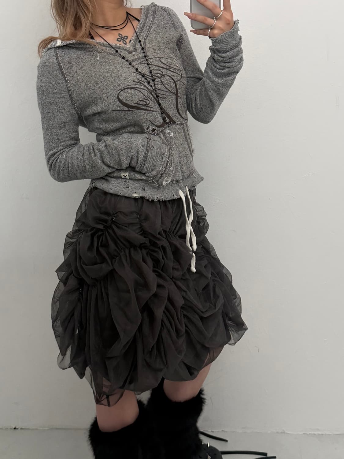 브이넥 812프린팅 후드 상품이미지5