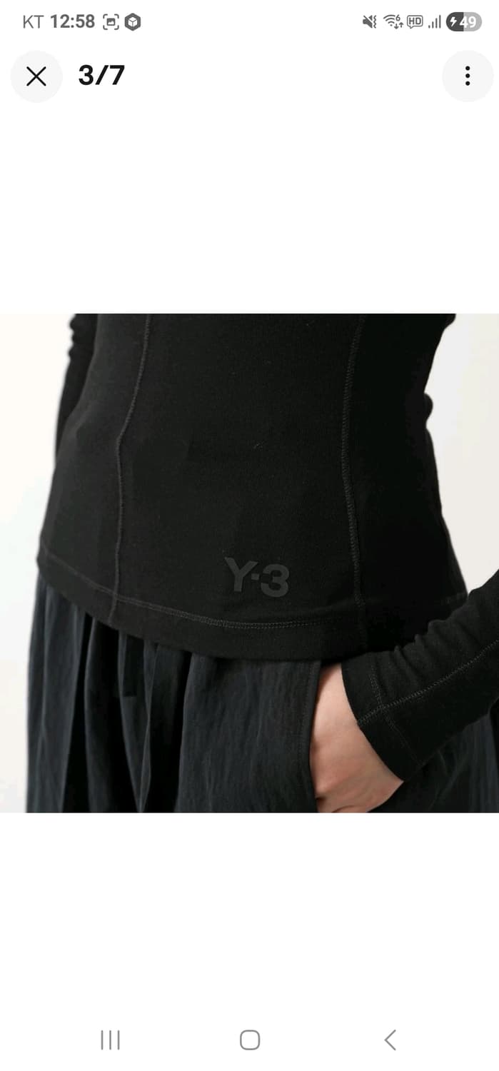 Y-3 핏 롱 슬리브 티 블랙 요지 야마모토 사이즈-S 상품이미지3