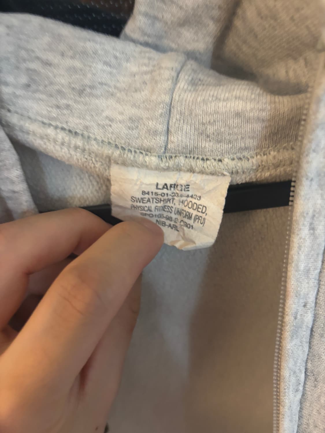 미군 육군 그레이 집업 후드 L 상품이미지2