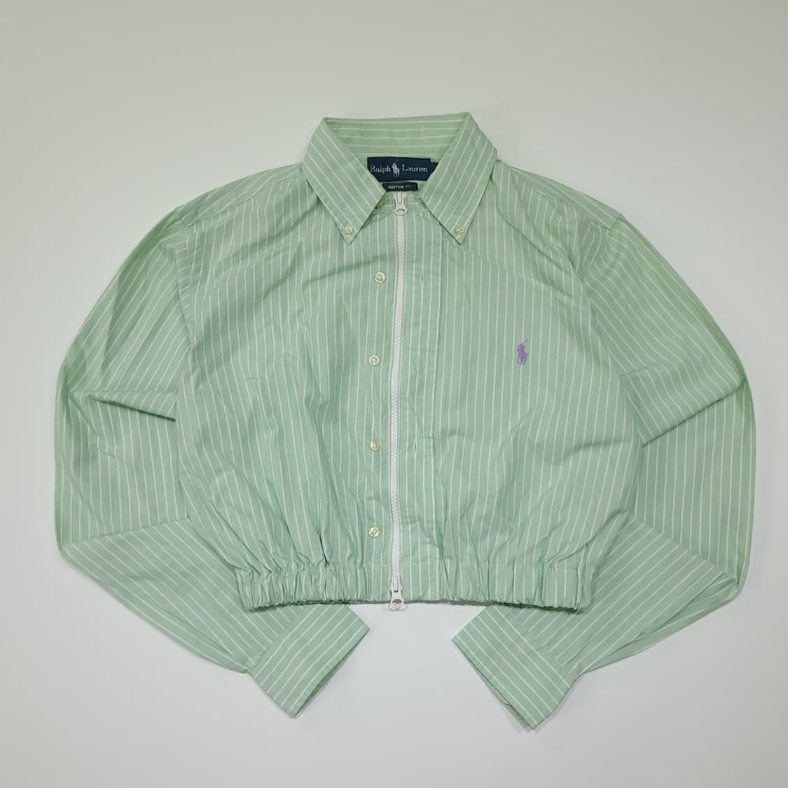 CL906 FREE 폴로 00s 그린 스트라이프 리메이크 크롭 셔츠 남 상품이미지1