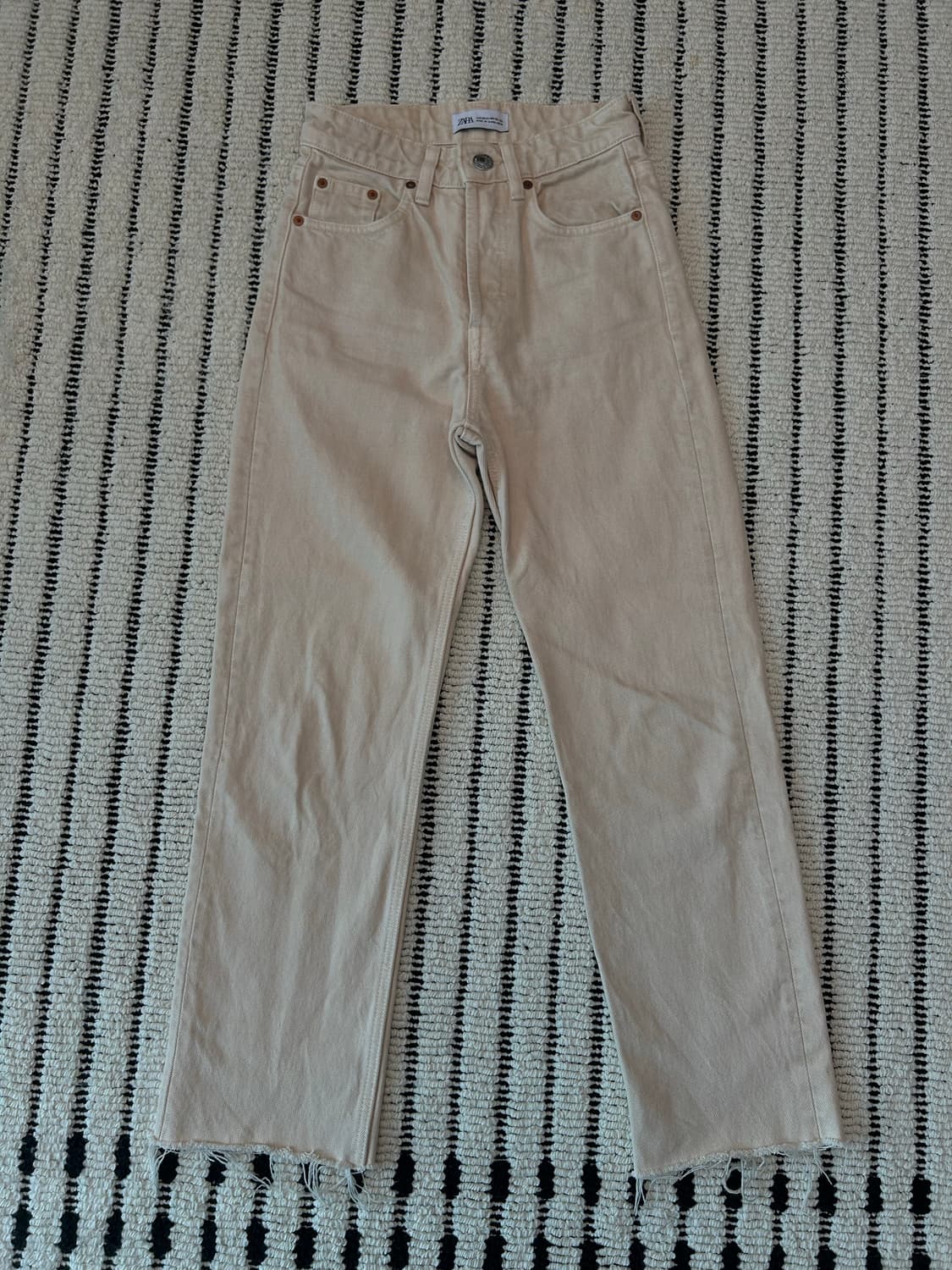 Zara 여성 크림 코튼 팬츠 상품이미지1