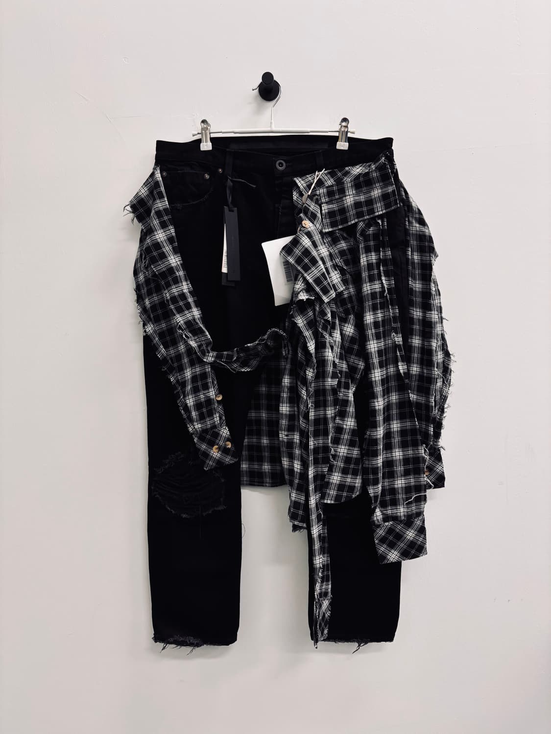 (새 상품) 벤 타버니티 언라벨 프로젝트 도킹 체크 셔츠 데님 팬츠 상품이미지2