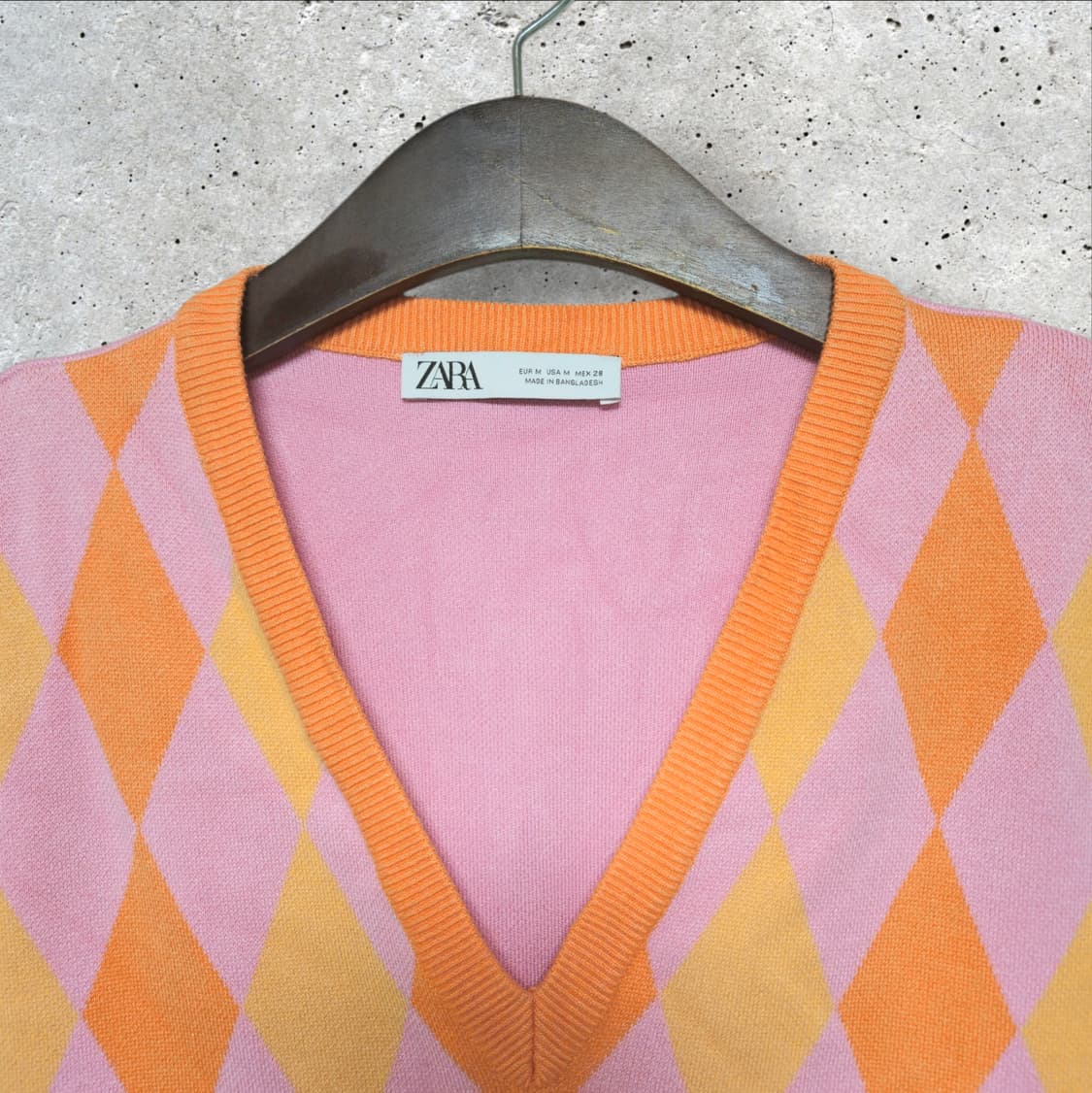 자라 아가일 니트 조끼 (95/M) 상품이미지2