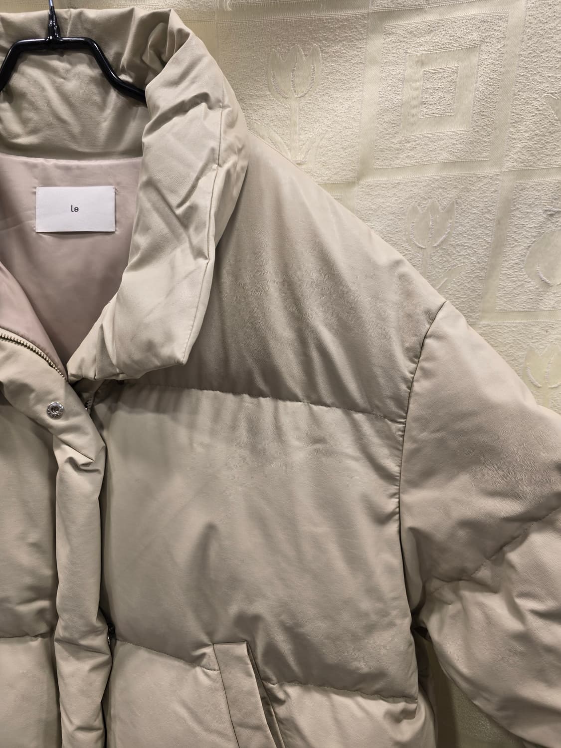 거의새거) 르 Le 아이보리 다운패딩 가죽점퍼 숏자켓 프리사이즈 상품이미지3