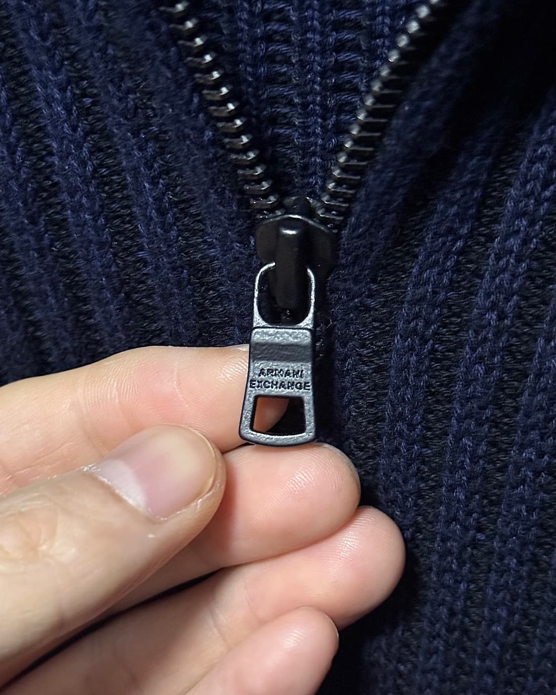 아르마니 익스체인지 알마니 네이비 남색 반목 반집업 터틀넥 목폴라 골지  상품이미지5