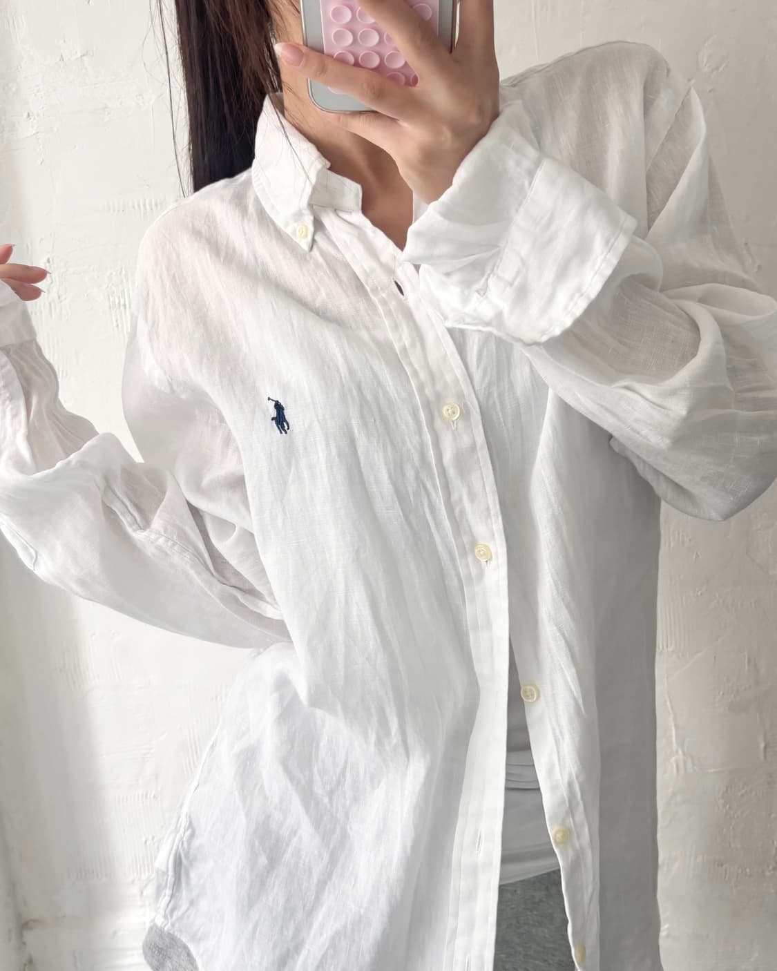 Polo 폴로 랄프로렌 QR신형 화이트컬러 린넨 셔츠 상품이미지1