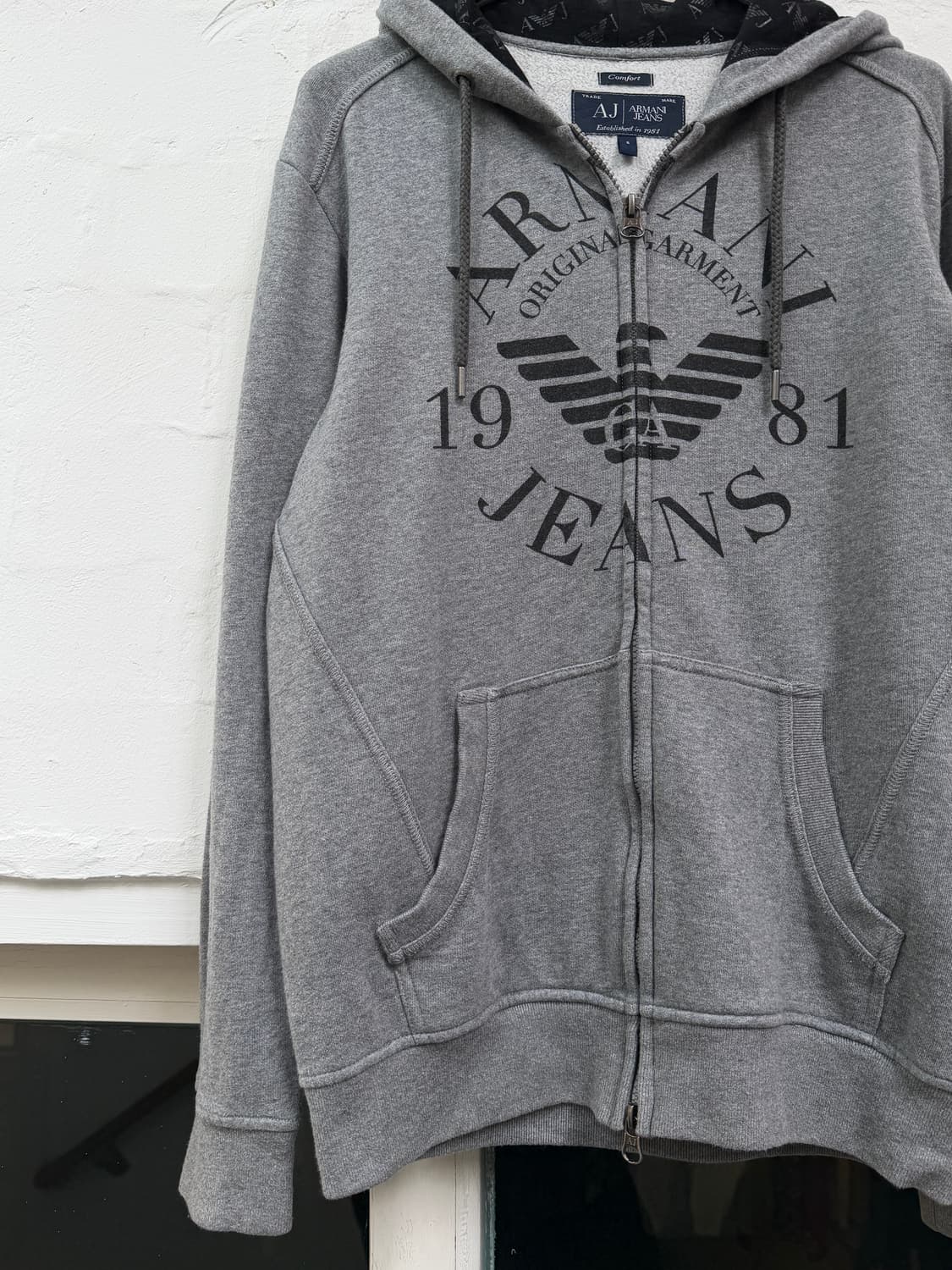 Armani Jeans 00s 그레이 로고 후드 집업 S 상품이미지3