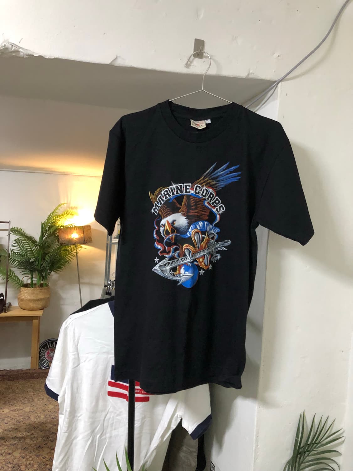 Old crow U.S.A Marine Corps 블랙 반팔티 상품이미지1
