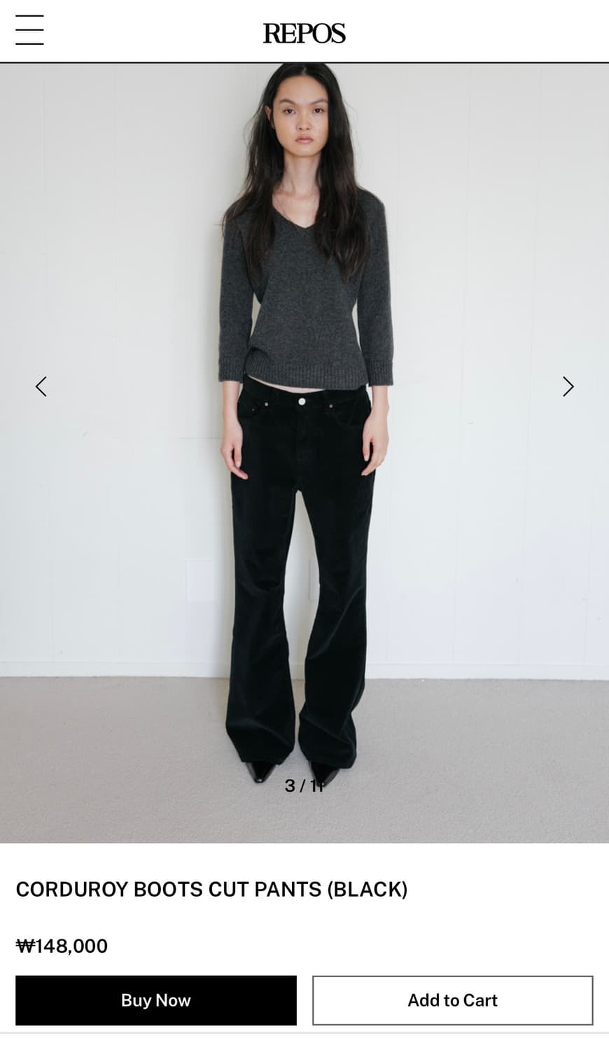 리포스 코듀로이 부츠컷 팬츠 /블랙 (M) 상품이미지1