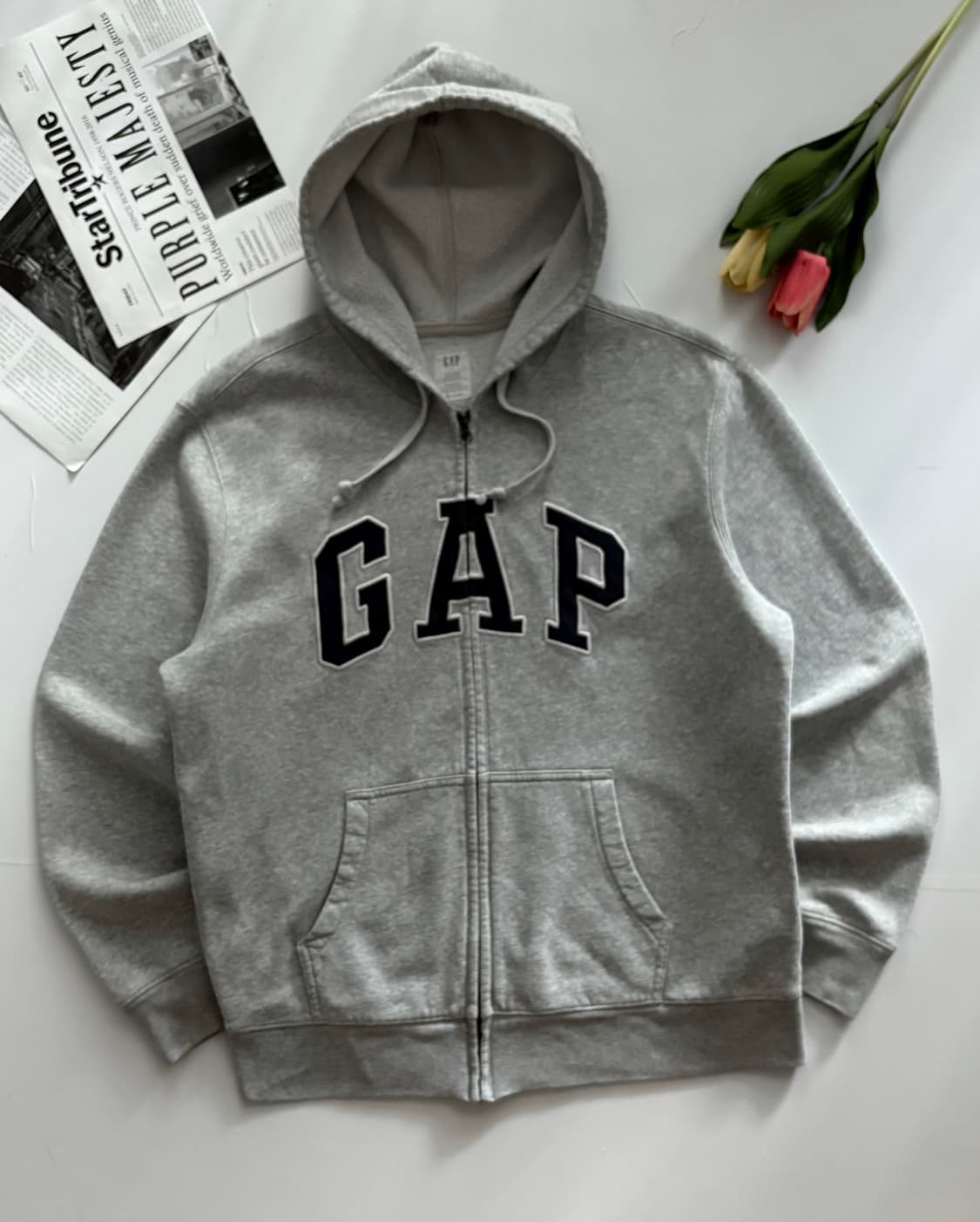 GAP 갭 빅로고 그레이 후드 집업 상품이미지2