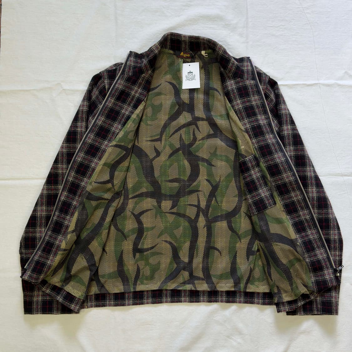 90s 베이프 울 트위드 체크 자켓 상품이미지4