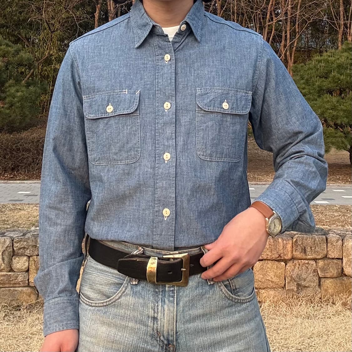 슈가케인 Sugar Cane 샴브레이 셔츠 (일본 생산) 상품이미지3