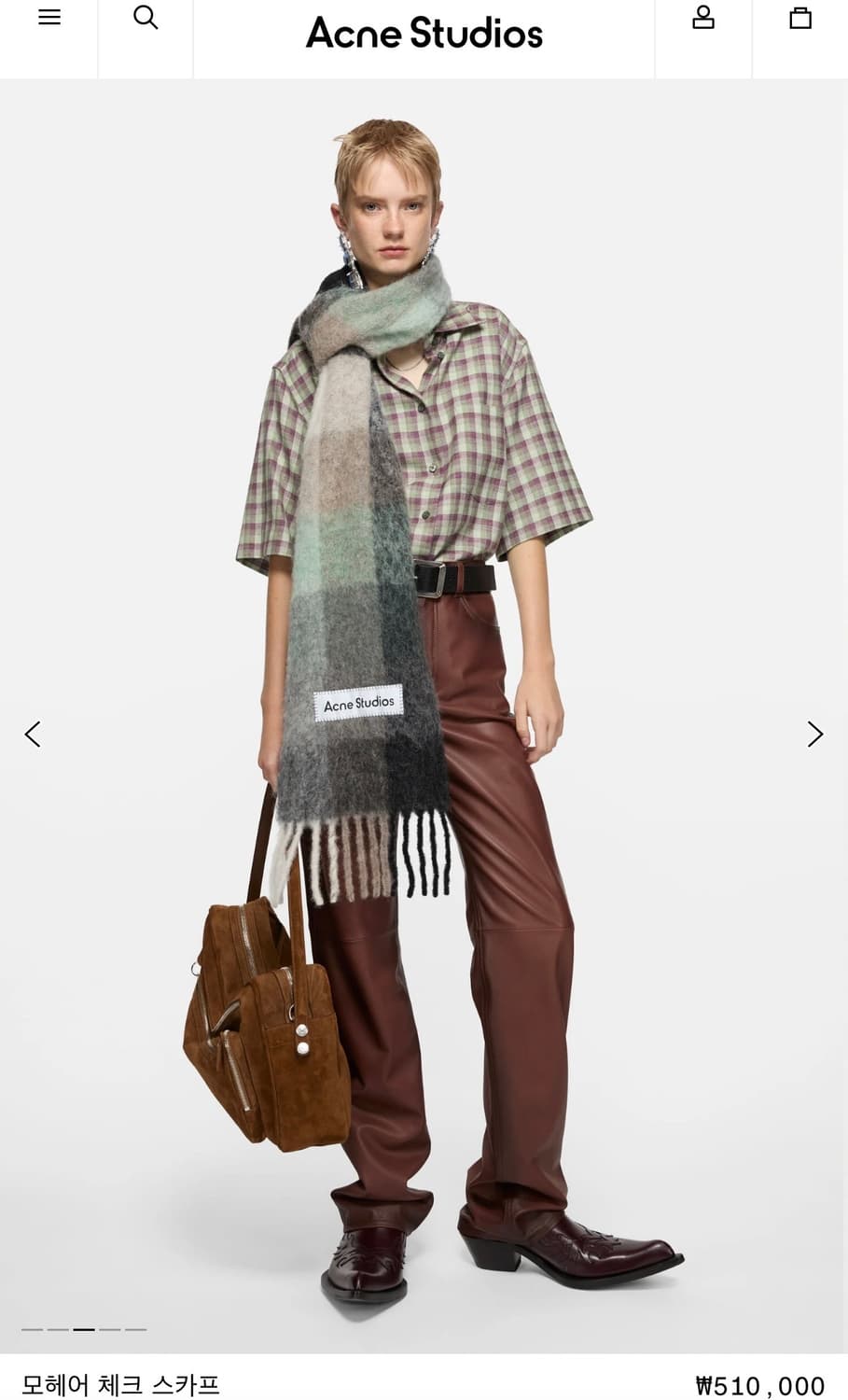아크네스튜디오 체크 머플러 그레이 상품이미지7