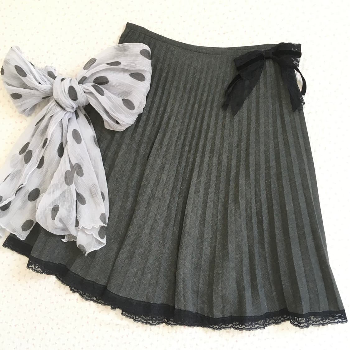 JPN/ 회색 플리츠 스커트 모리걸스커트 모리룩치마 미디스커트 상품이미지2