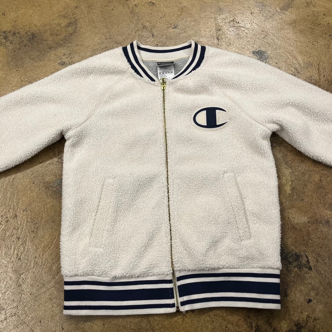 [정품/S] 챔피온 화이트 뽀글이 덤블 집업 자켓 b10 상품이미지3
