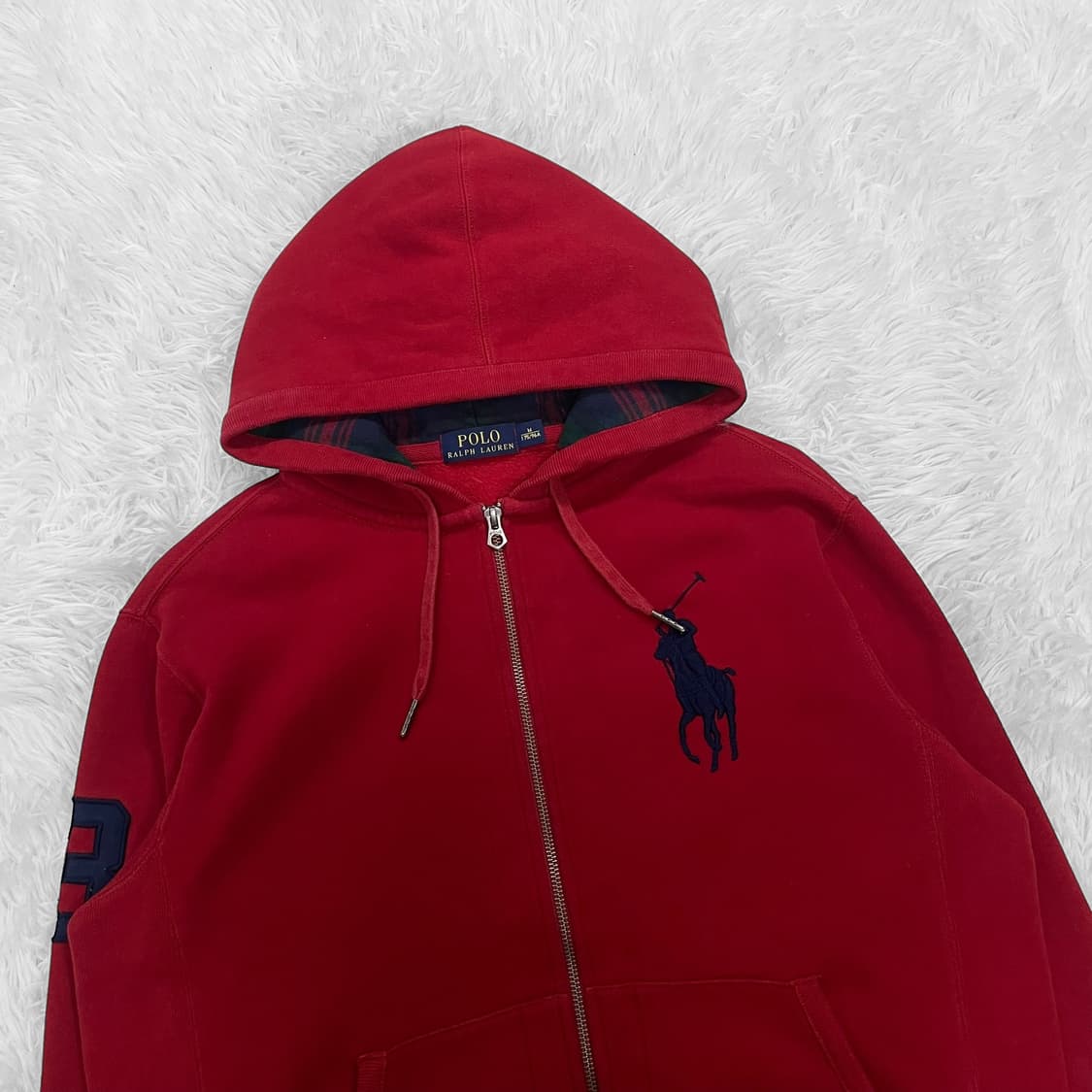 폴로 랄프로렌 빅 포니 체크 후드집업 레드 상품이미지3