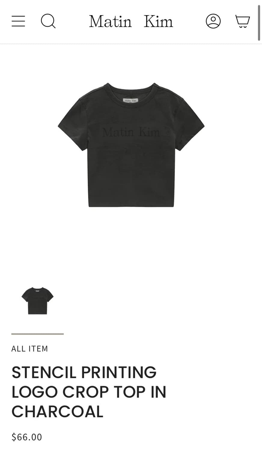 마뗑킴 차콜 크롭 반팔 상품이미지1
