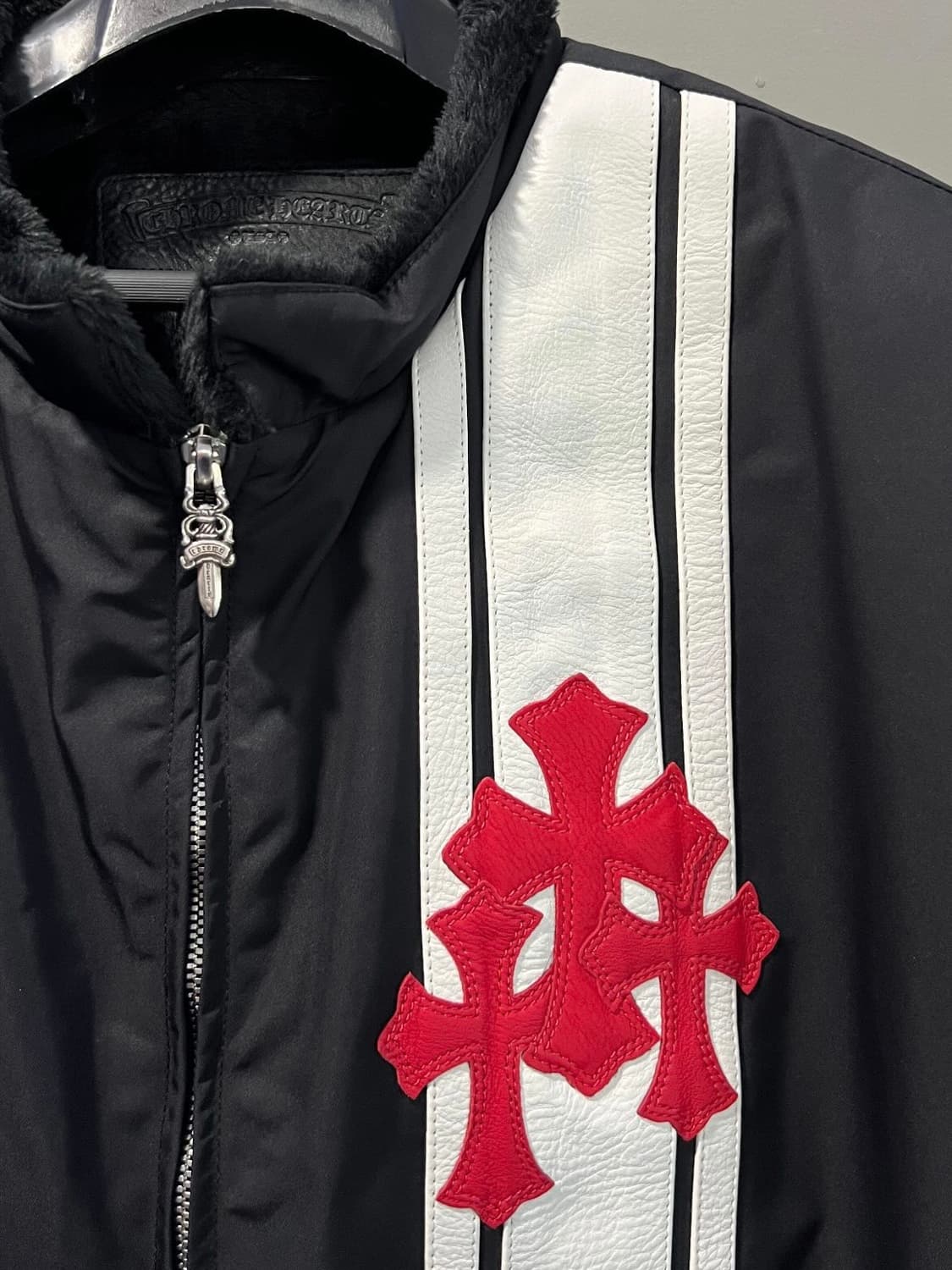 [XL] 크롬하츠 크로스 레더 패치 퍼 자켓 블랙 상품이미지6
