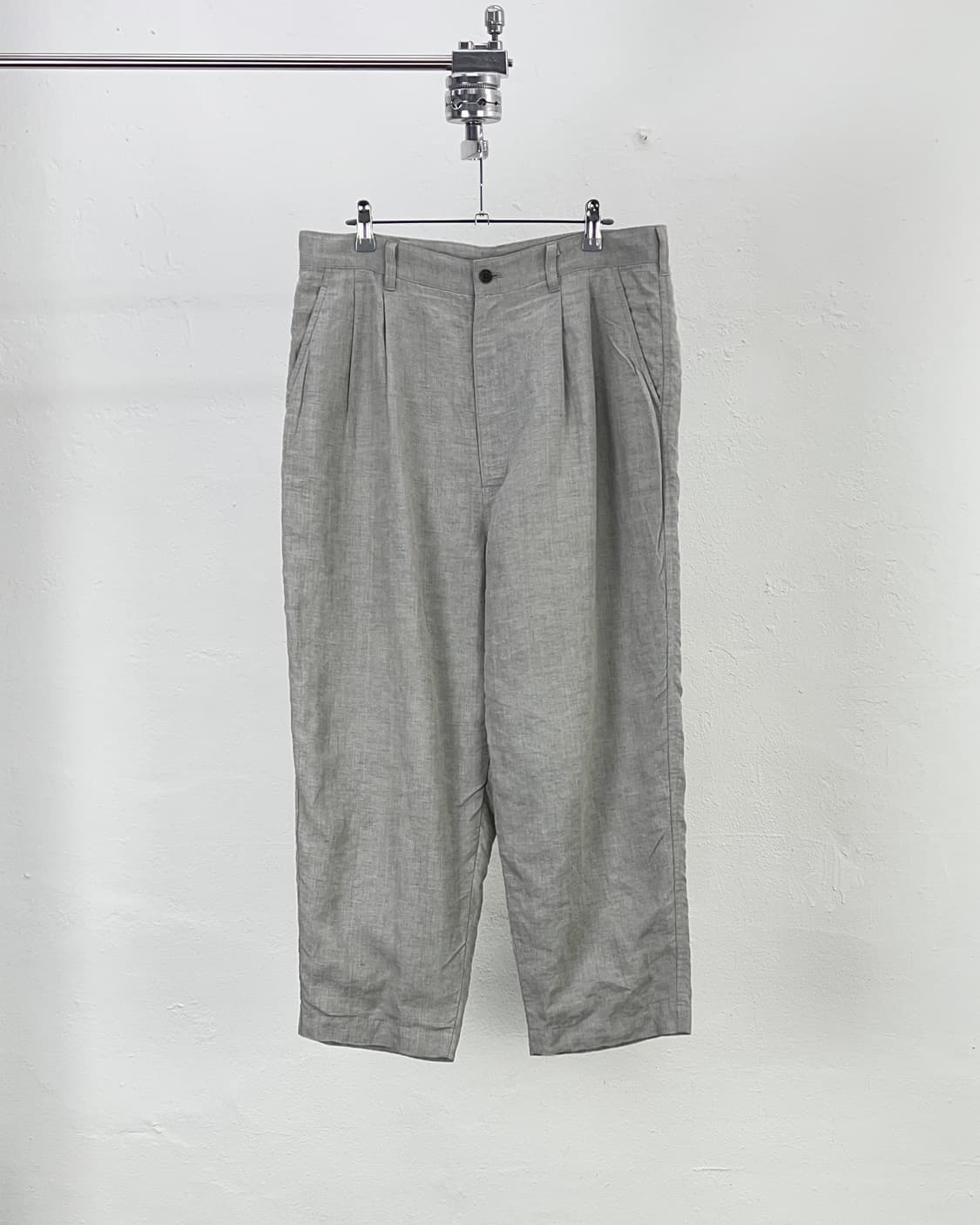 꼼데가르송 옴므 라이트 그레이 리넨 벌룬 투턱 트라우저 팬츠 상품이미지1