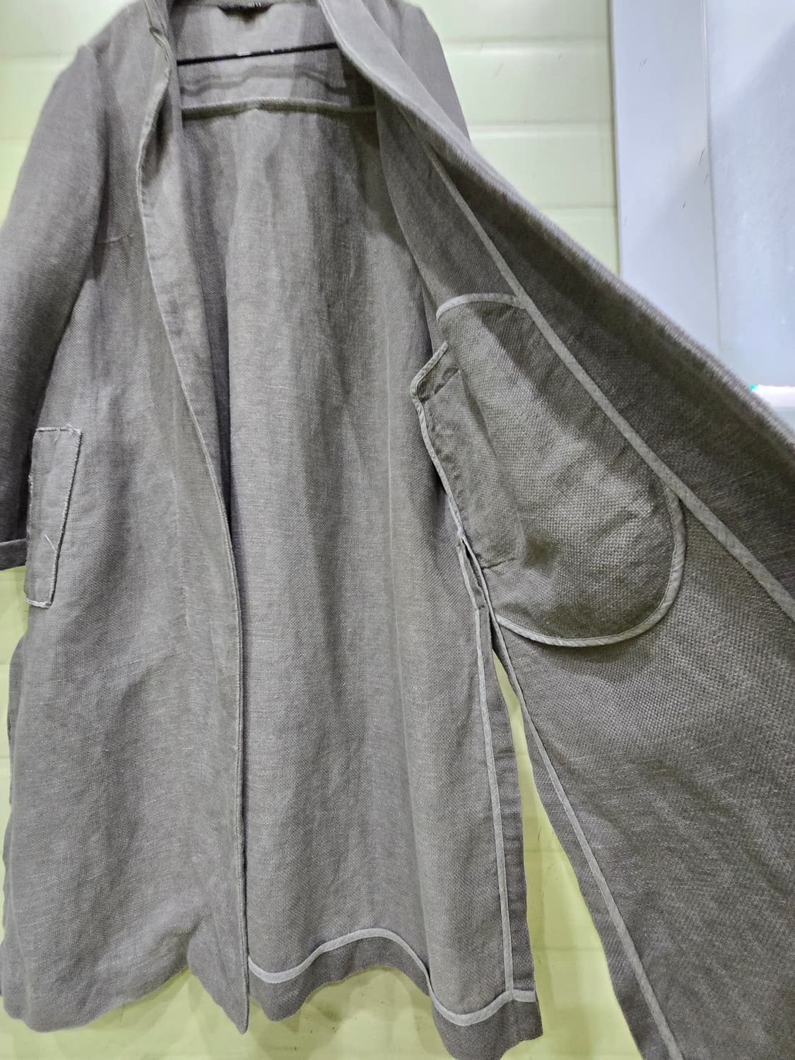 BOTTICELLI 보티첼리 린넨 롱 코트 그레이 상품이미지4