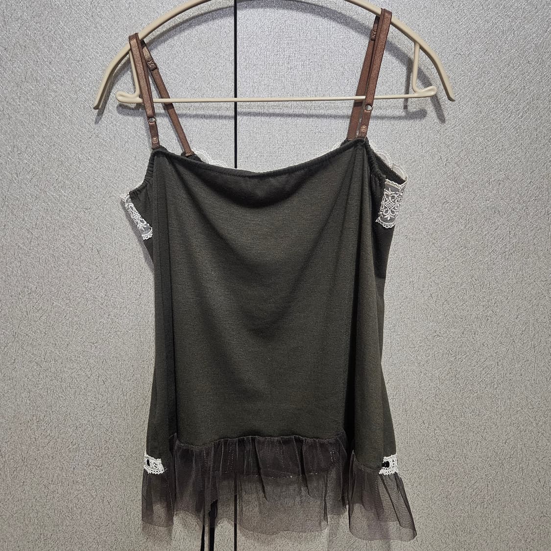 빈티지 오리엔탈 페어리 카키 레이스 슬리브리스 나시 상품이미지2