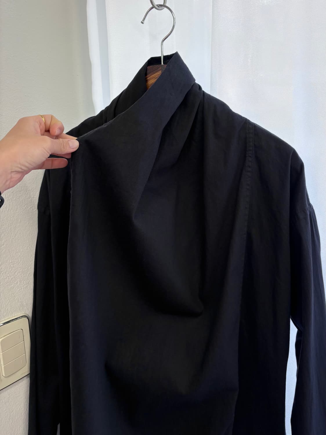 PLESIC 네이비 셔링 코튼 로브 가디건 코트  JPN  상품이미지3