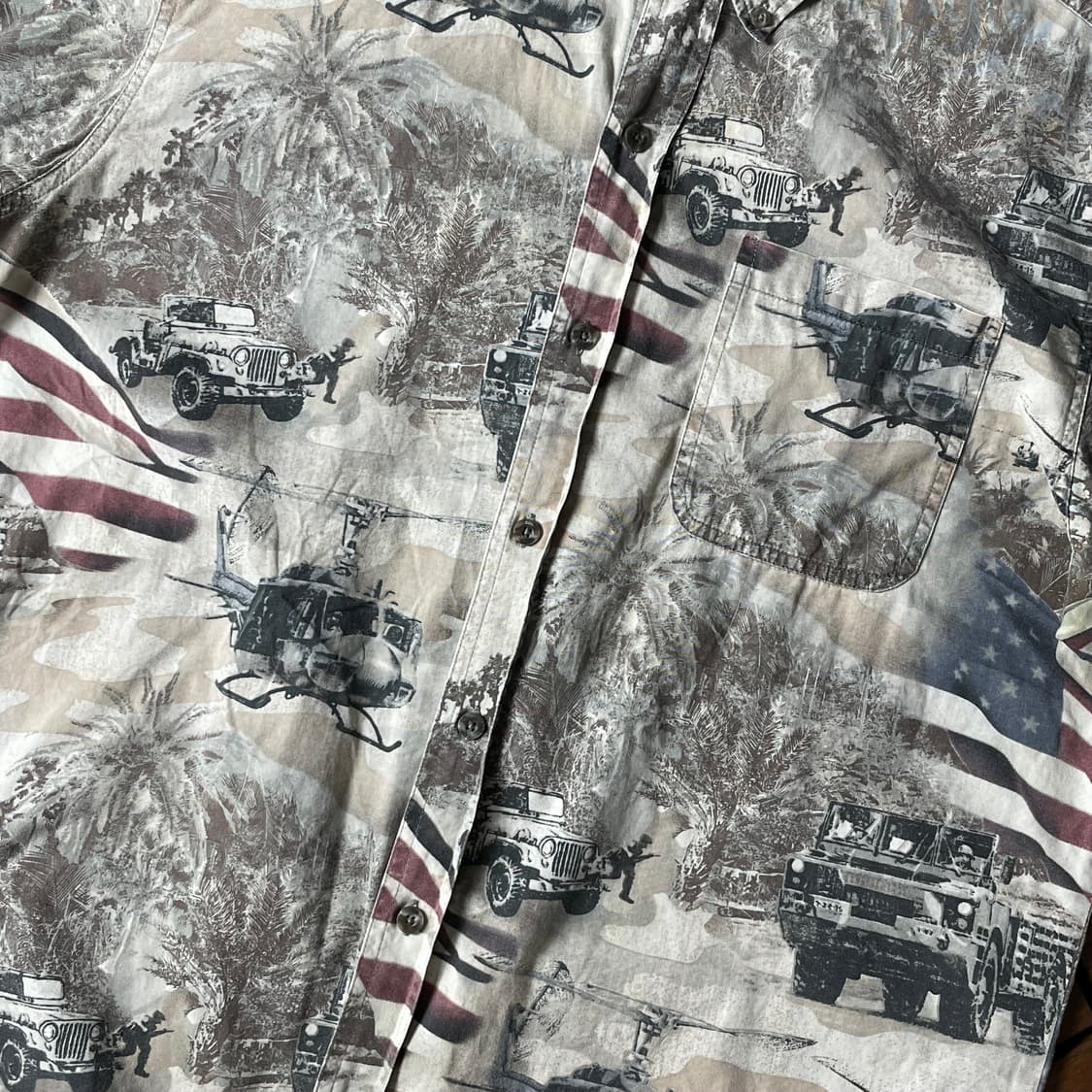 [XL]빈티지 성조기 USA아미 프린팅 반팔 셔츠 상품이미지5