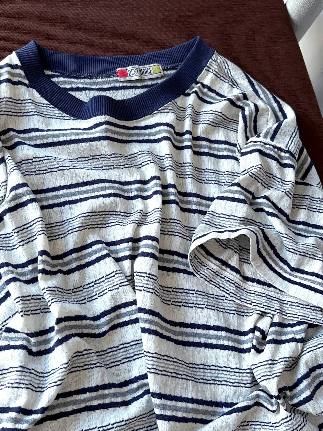 Cotton jacquard design stripe knit tee 상품이미지9