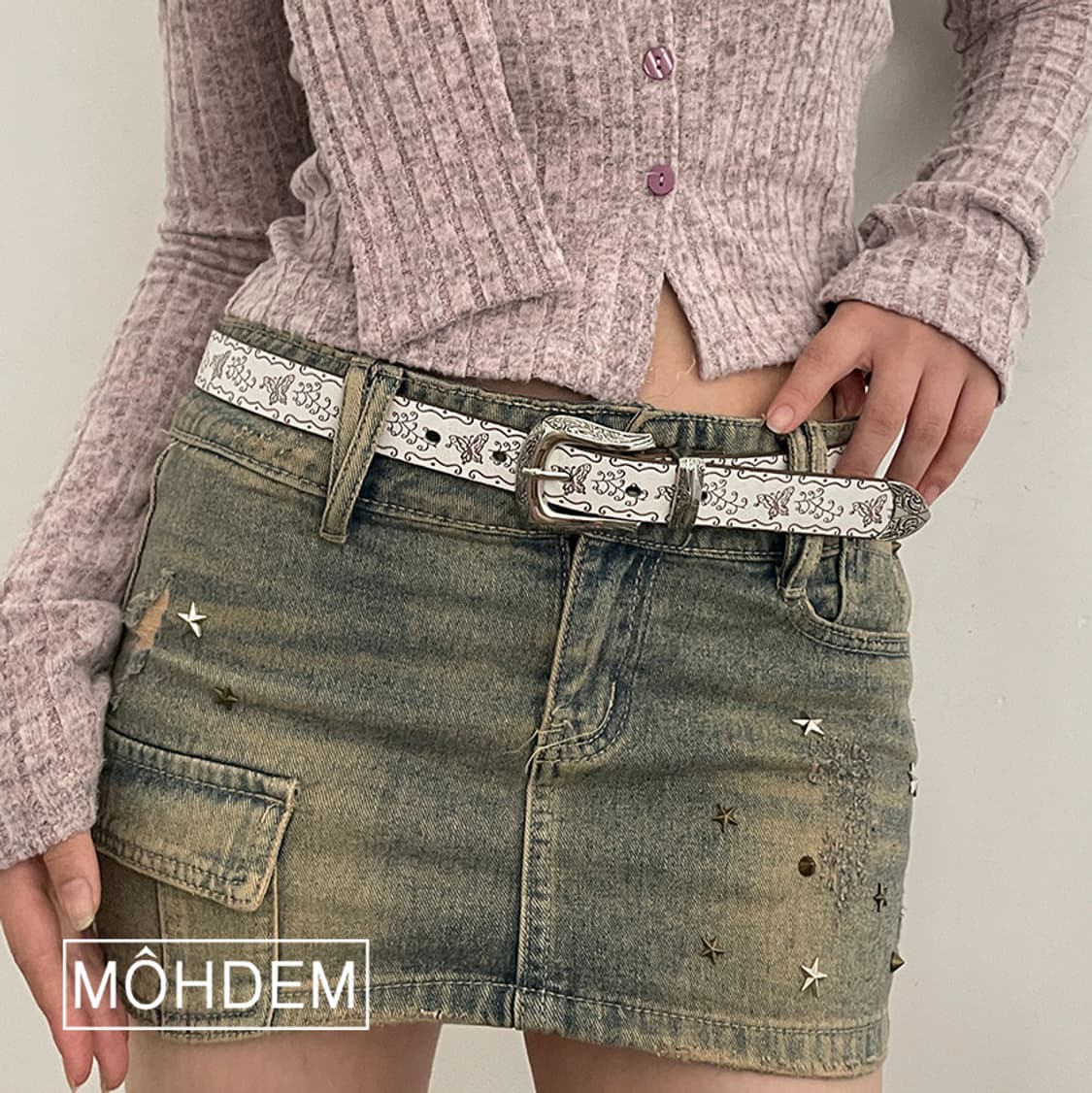 [Unisex]에스닉 클래식 웨스턴 벨트 아이보리 상품이미지1