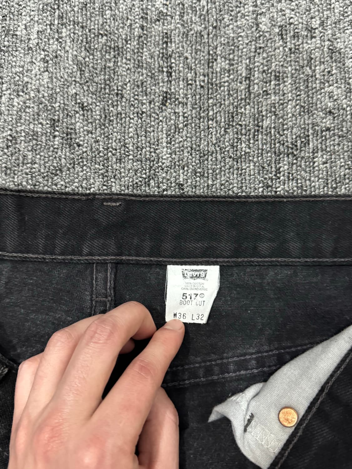 90s USA 리바이스 517 블랙 워시드 데님 36 상품이미지5