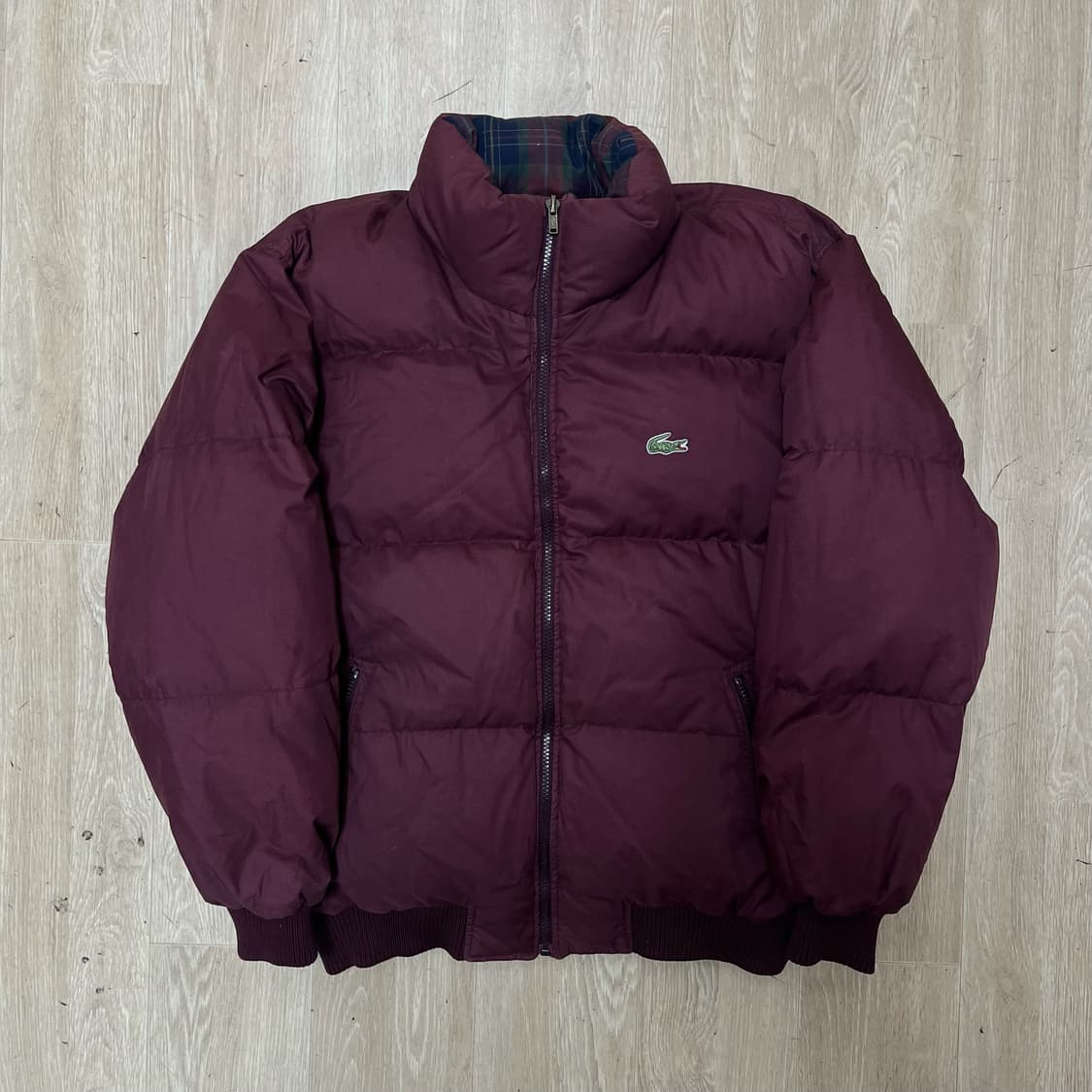 라코스테 덕다운 리버시블 체크 배색 패딩 점퍼 [버건디] 2XL/110 상품이미지1