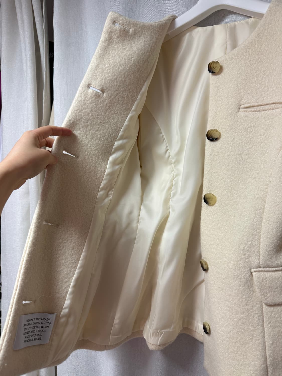 프레클 노카라 알파카 자켓 크림 상품이미지5