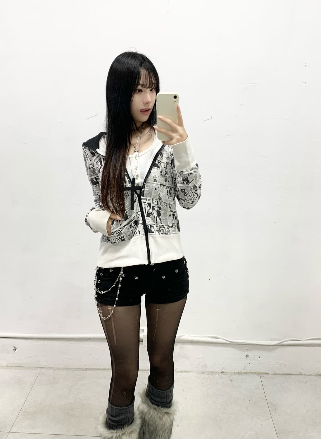 네코미미 y2k 갸루 후드집업 상품이미지3