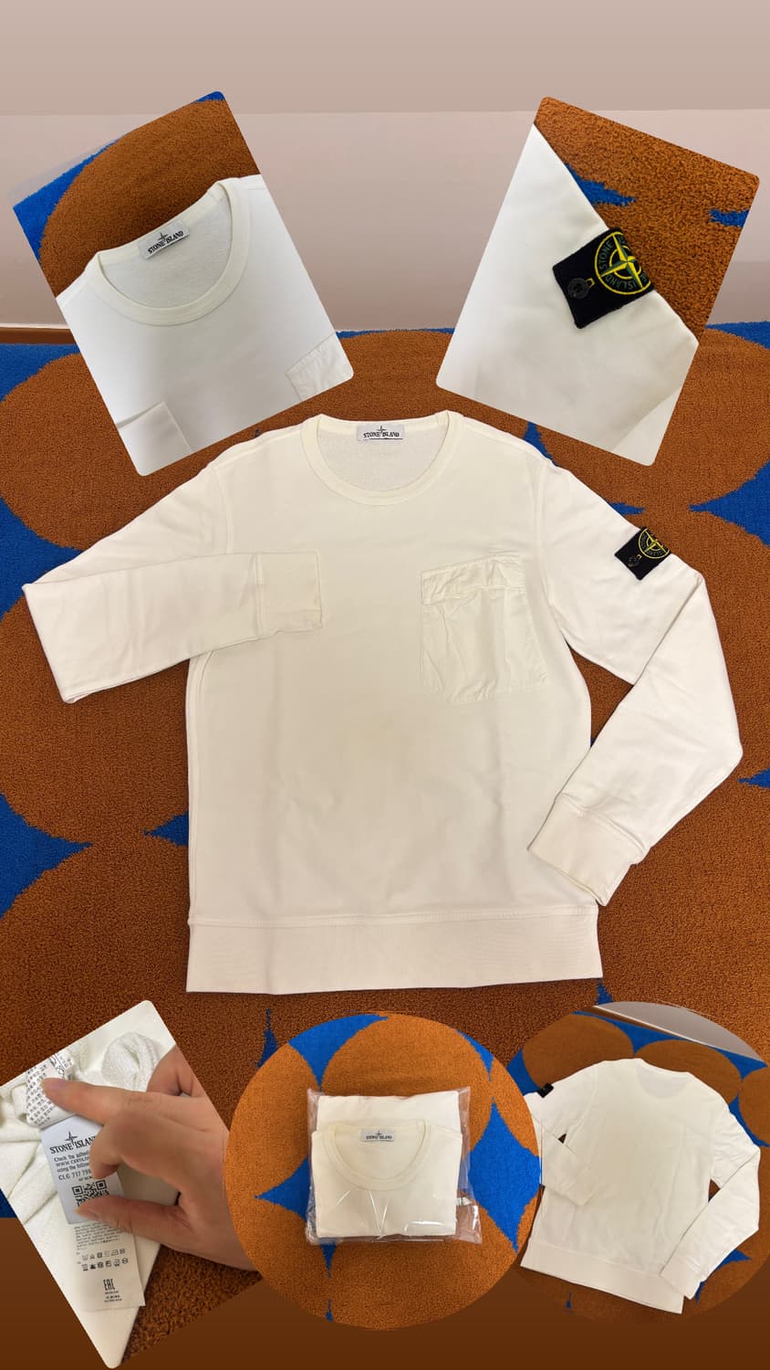 스톤아일랜드 화이트 나일론포켓 스웻셔츠 맨투맨 상품이미지1