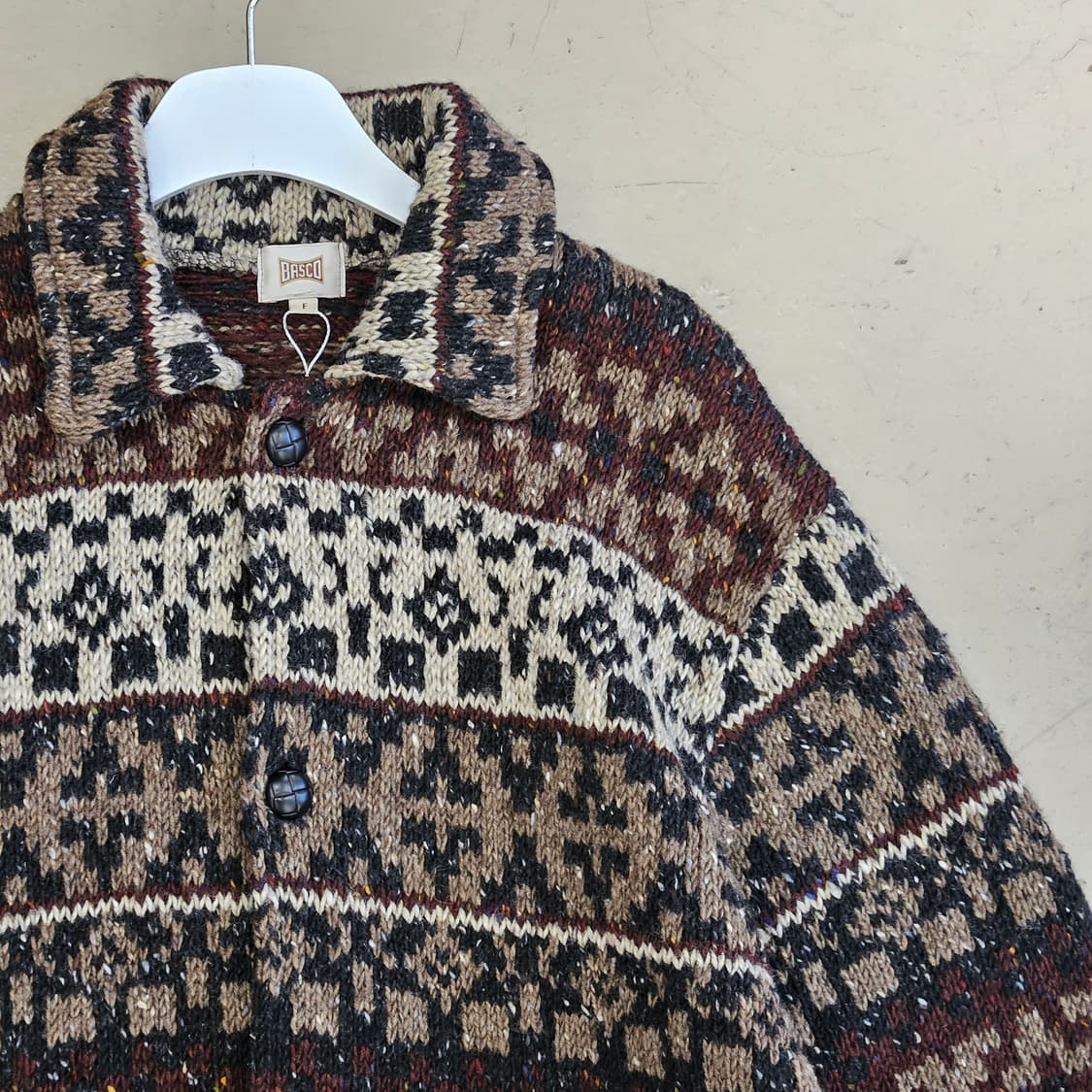 BASCO 울 니트 자켓 코위찬 스웨터 XL 상품이미지2