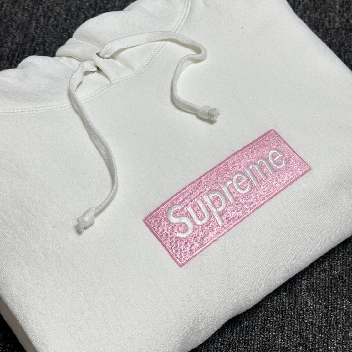 [XL]슈프림 박스로고 후드 스웻셔츠 화이트 핑크 25fw 상품이미지1