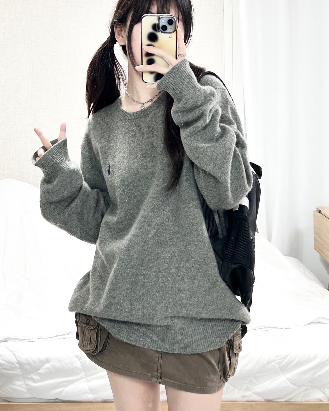 폴로 네이비포니 그레이 램스울 니트 상품이미지1