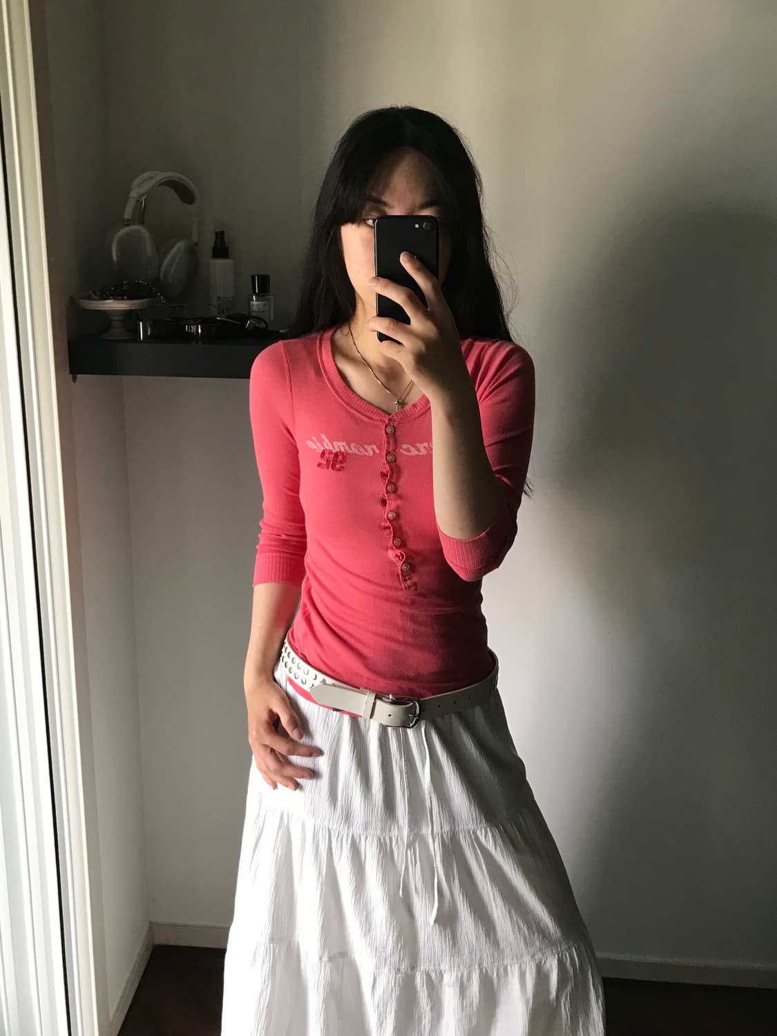 아베크롬비 중앙 프린팅 핑크 7부 긴팔티 상품이미지2