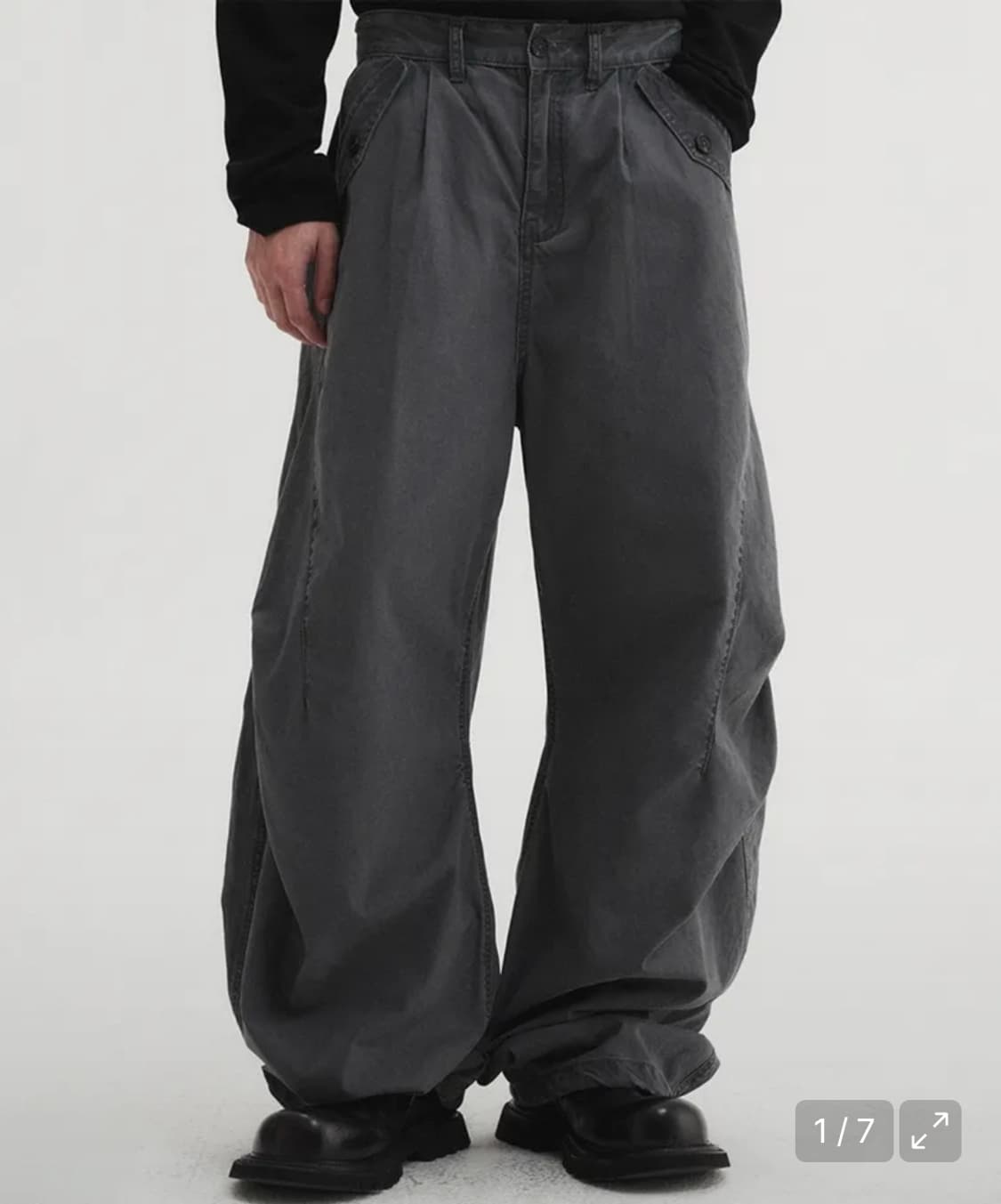 디앤에스알 가먼트 다잉 커브드 팬츠 차콜 상품이미지5