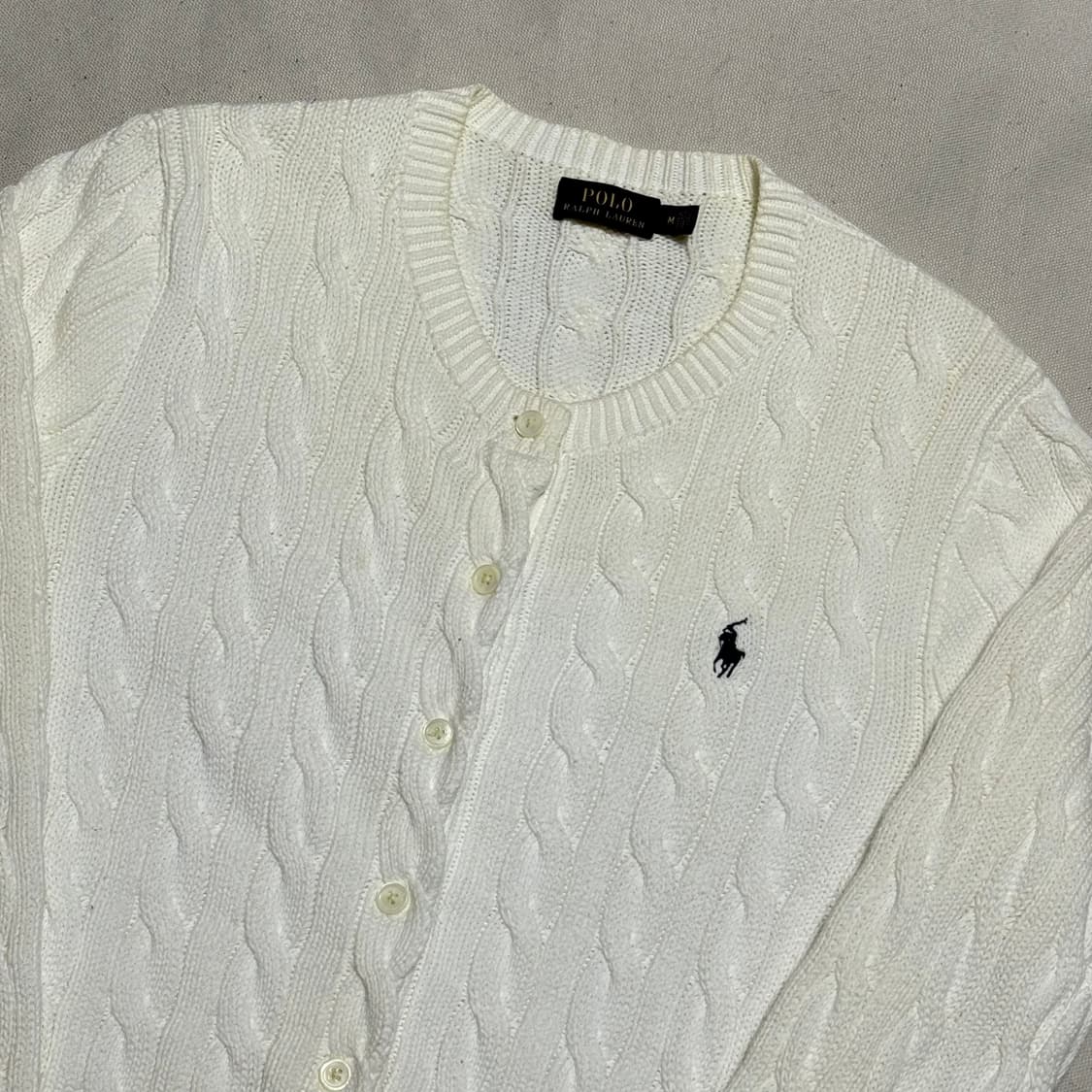 M 폴로랄프로렌 화이트 케이블 니트 가디건 상품이미지1